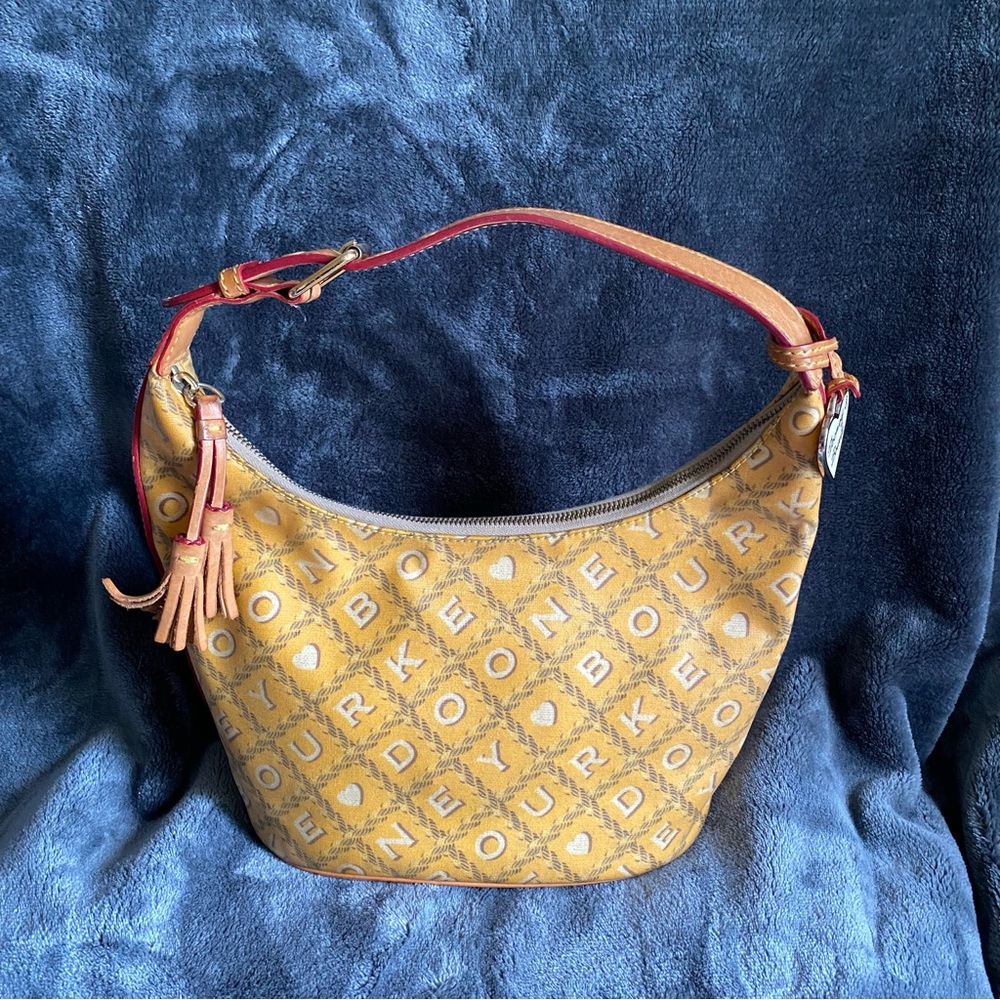Dooney & Bourke Crossword Vachetta Leather Coated Canvas Hobo Bag
